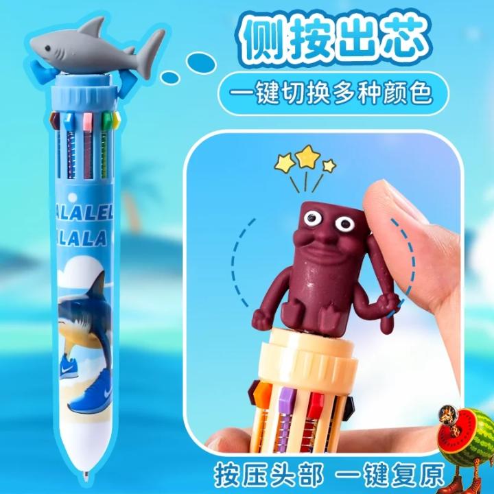 new 36pcs 10 colors Press Ballpoint Pen Italian Brainrot Ai Animals Tungtungtungsahur Tralalelotralala 0.7 Diy Hand Pen Student