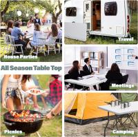 STARLEY-Mesa plegable portátil de plástico para interiores y exteriores,mesa plegable al aire libre, picnic, fiesta, campamento,mesa rectangular multiusos con asa,color blanco,180 x 69 x H 74 cm - details 5
