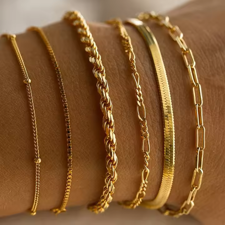 Juego De Máximo 6PCS Cadena De Serpiente Plana Dorada Para Hombres Y Mujeres Joyería De Moda Clásica Vintage Regalo Ideal Para Fiestas Bodas Aniversarios Viajes Uso Diario - 1