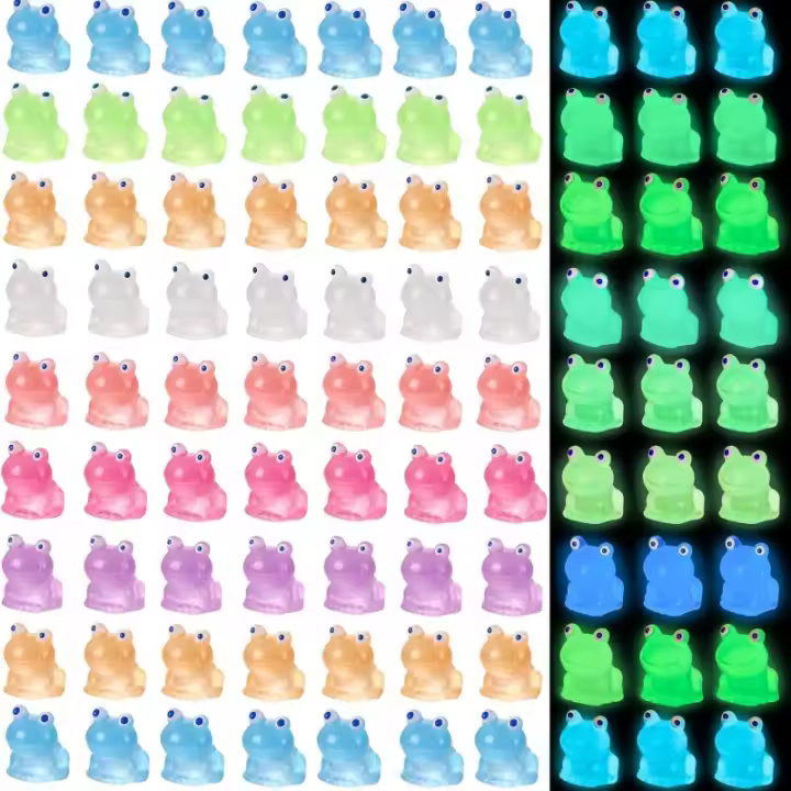 50/100pcs Ranas Miniatura Luminosas De Resina En 7 Colores Para Decoración De Casas De Muñecas Jardín Faeérico Y Acuario - 1