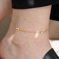 Pulsera De Cruz Para Mujer Simple Cadena Sencilla Con Encanto De Cruz Y CZ Brillante Joyería Moda Versátil Regalo Trendy - details 2