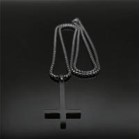 Collar De Acero Inoxidable Cruz Volteada Brujería Paganismo Inverso Cadena Negra Joyería Cruz Invertida N8374S03 Para Mujer - details 5