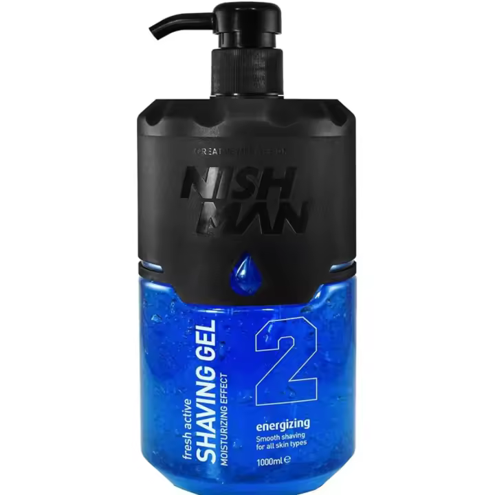 NISHMAN Gel Shaving Gel Fresh Active, 2 gel de afeitar, 1000 ml - 1