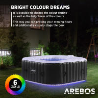 AREBOS Spa Hinchable con LED 154x154cm 4 Personas 600 L - Masaje y Burbujas - Temperatura Ajustable - Uso Interior y Exterior - details 10