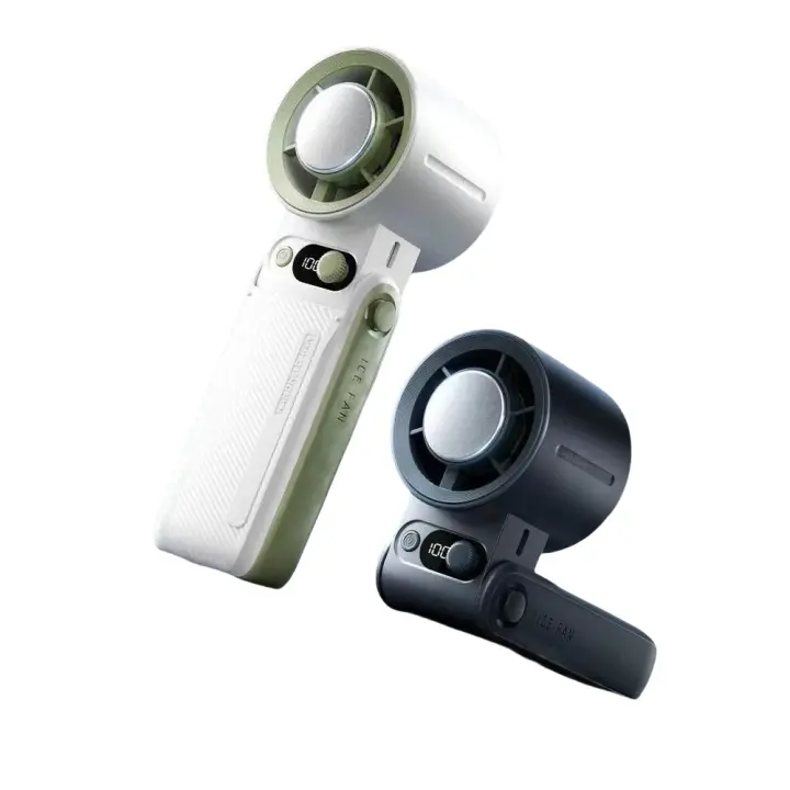 Abanico Portátil Mano 3600mAh Recargable Plegable Con Cuello Para Refrigeración Al Aire Libre Camping Ventilador De Hielo - 1