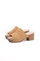 Lyla Wang Sandalias mujer mules con tacón alto y plataforma efecto madera con tachas y plantilla acolchada - details 6