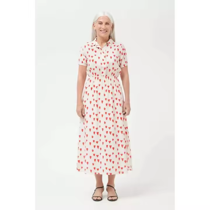 Compañia Fantastica Vestido Corazones Camisero Mujer Largo - 1