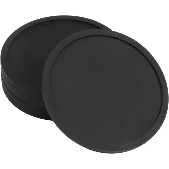 Juego de 6 posavasos para bebidas, color negro, redondos, de silicona, antideslizantes, para bebidas - 1