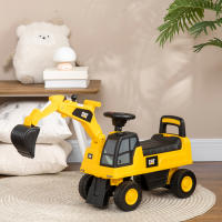 HOMCOM Excavadora con Licencia Caterpillar Excavadora Correpasillos para Niños de 1-3 Años con Asiento de Almacenamiento Pala Delantera y Bocina Carga 25 kg 85x27,5x47,5 cm Amarillo - details 1