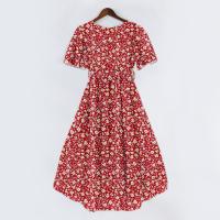 Vestido Casual De Moda Para Mujer Con Cuello En V Manga Corta Volante Vintage Impresión A-Line De Pierna Larga Estilo Italiano - details 21