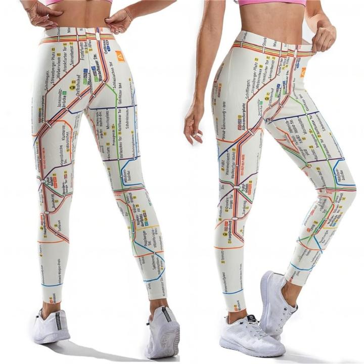 Leggings 3D Para Mujer Con Estampado De Google Mapa Control De Abdomen Para Deporte Running Gimnasio Fitness Yoga Pantalones De Longitud Completa