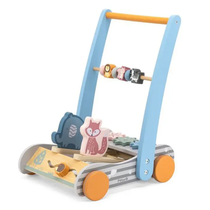 PolarB – Andador Madera bebe correpasillos caminador con ruedas - Centro de Actividades Montessori Baby Walker Carrito con Juego – 6+meses Juguetes Educativos - 1
