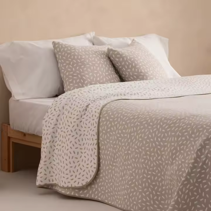 GAMUSI - Colcha jacquard ligera algodón entretiempo primavera verano diseño a puntitos CINTI - 1