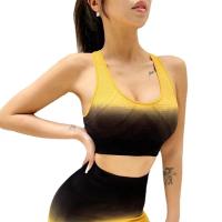 Sudadera Deportiva De Mujer Alta Estiramiento Cogido Transpirable Para Gimnasio Running Yoga Con Forro Sin Costuras Crop Top Vestidos De Deporte Gradiente V - details 2