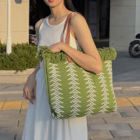 Bolso De Mano Casual Grande Para Playa Y Compras Bolso De Hombro Mujer Bolsa De Compras Con Manija Superior Bolso De Mujer De Lino Con Cierre Hasp - details 3