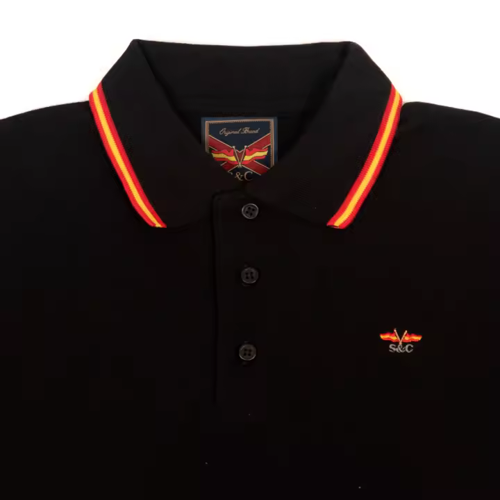 S&C - Polo España Hombre Manga Corta  - Versátil y Elegante. Colores negro, blanco y marino - 1
