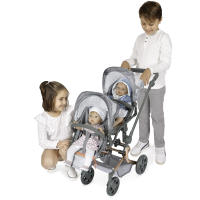 Decuevas Toys - Silla gemelar plegable - NOVEDAD - multiposición para muñecas de hasta 52 cm - Coche REBORN plegable con sombrilla - Incluye bolso, tela acolchada y bandeja portaobjetos - Marca: Decuevas Toys - details 2