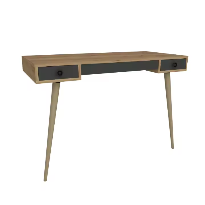 Escritorio Wellhome 84x120x60 Roble Zafiro - Antracita | Tablero de Aglomerado Rechapado en Melamina - Grosor: 18 Mm - 1