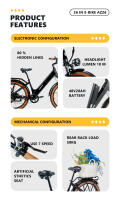 Ceaya AZ26 48 v20ah 26*3,0 pulgadas Bicicleta Eléctrica neumática Gordo agua desmontable Bicicleta Eléctrica de 7 lordades Bicicleta Eléctrica urbana Eléctrica - details 1