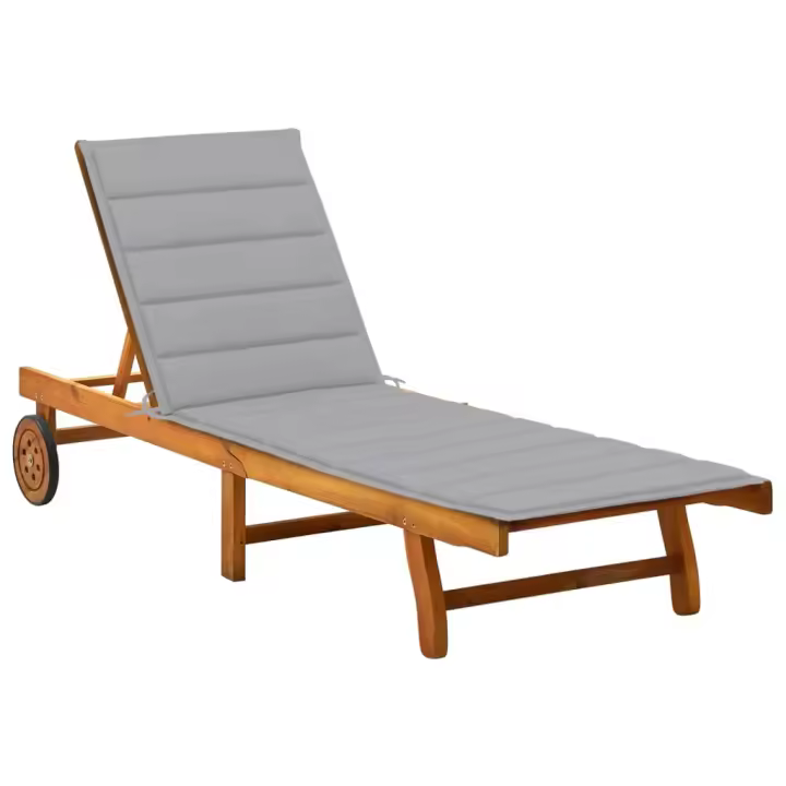 vidaXL Tumbona de jardín con cojín madera maciza de acacia Antracita, Gris, Crema Sillas de Exterior Ideal para jardín, playa, piscina, terraza Tumbona Piscina Tumbonas Playa Tumbonas Jardín Exterior - 1