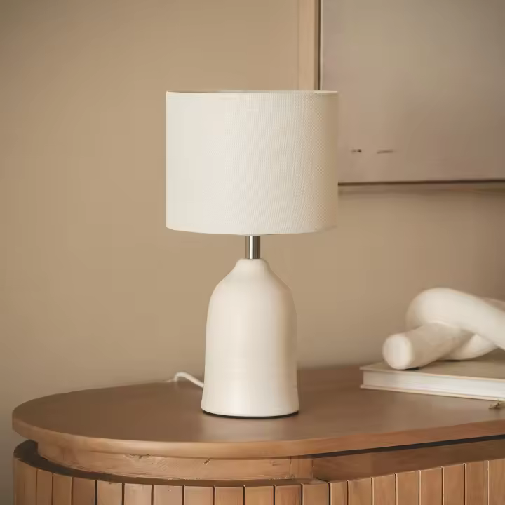 Ledkia Lámpara de Mesa Cerámica y Tela Barva Blanco - 1