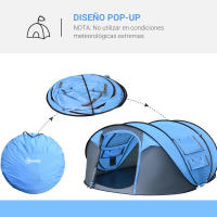 Outsunny Tienda de Campaña Pop up para 4-5 Personas Tienda de Camping Instantánea con Ventanas Bolsillos y Bolsa de Transporte Impermeable Anti-UV 263,5x220x123 cm - details 3