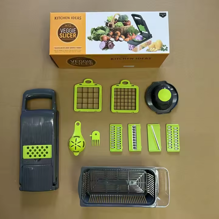 Mandolina 16 En 1 Cortador De Verduras Y Frutas Cortador De Tomates Y Zanahorias Rascar Queso Y Ensalada Herramienta De Cocina Ecológica Plástico - 1