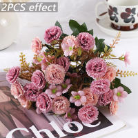 2PCS Decoración De Hogar Con Flores Artificiales Bouquet De Flores Falsas Para Boda Flores Para Novia Decoración De Habitación Plantas De Interior - details 9