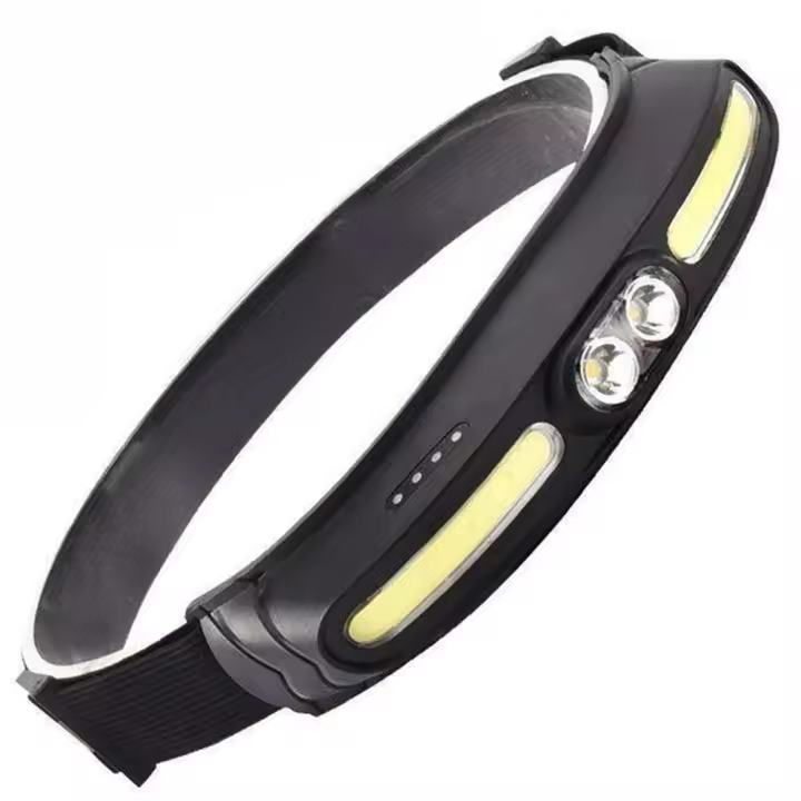 Linterna Frontal COB+LED Potente 350 Lumen Luz Suave Angulo Amplio De 210° Recargable Por USB C Con Cordón Ajustable Para Senderismo Y Camping - 1