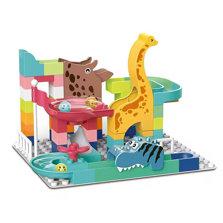 DAM. Bloques de construcción de dinosaurios con tobogán de bolas. 62 piezas. 26x23x22cm. - 1