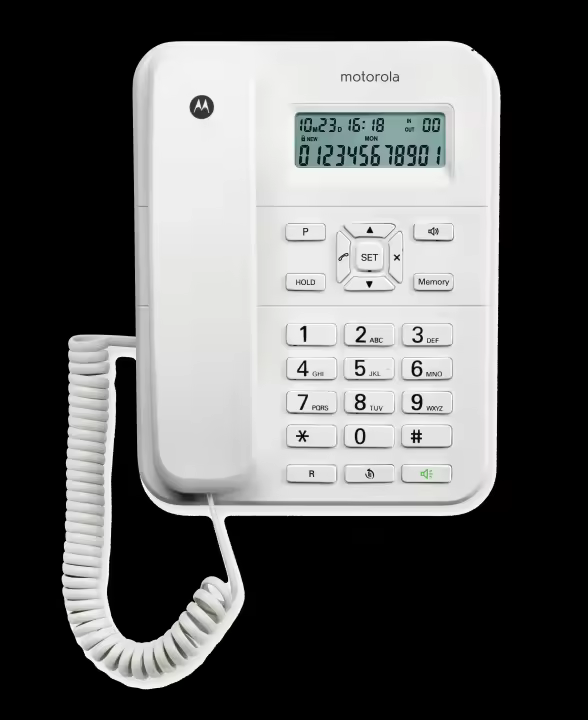 Motorola Voice - CT202  Teléfono con Cable,  10 Teclas de Memoria, Altavoz Manos libres, Música de Espera, Identificación de llamadas,  Rellamada al Último Número - Color Blanco - 1