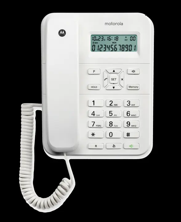 Motorola Voice - CT202  Teléfono con Cable,  10 Teclas de Memoria, Altavoz Manos libres, Música de Espera, Identificación de llamadas,  Rellamada al Último Número - Color Blanco - 1