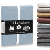 Manta Multiusos para Sofá y Cama, Colcha Foulard de Algodón-Poliéster, Cubresofá o Cubrecama Lavable, 180x290 cm, Suave y Resistente para Hogar, blanco, negro, beige, verde, marrón, gris, azul, turquesa, varios colores - details 32