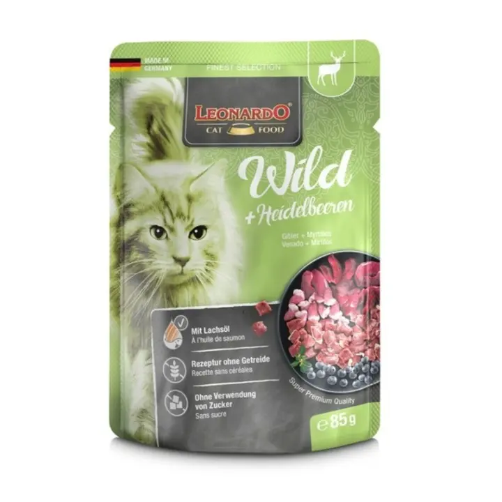 Leonardo Menú Venado y Arándanos Rojos Sobres para Gatos - 16 unidades x 85 gr - 1