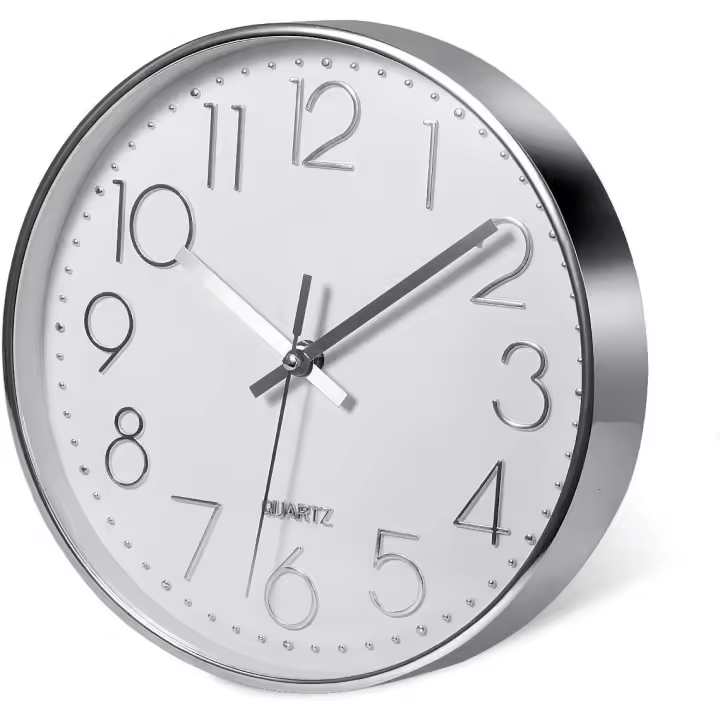 Plata Reloj de Pared, Decoración de Pared, Moderno Reloj Cocina Pared Silencioso para Hogar/Oficina/Cocina,Plata (25cm/10'') - 1