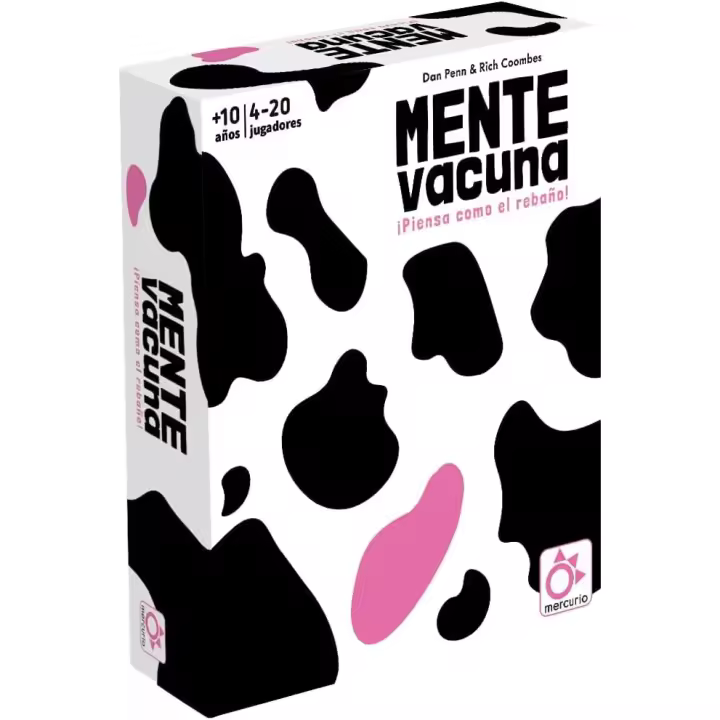 Mercurio - Mente Vacuna - Juego de Mesa Familiar - para 4 a 20 Jugadores - Incluye Vaca Rosa, 80 Cartas de Preguntas a Doble Cara, fichas y blocs - Ideal para Reuniones, Fiestas y Grupos- 20 Minutos - 1