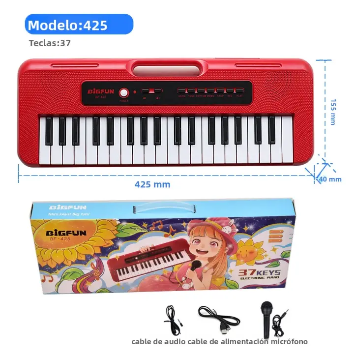 Teclado Musical Para Niños Mini Piano Electrónico Con Microfono Sintetizador 37 Teclas Juguete De Música Para Principiantes - 1