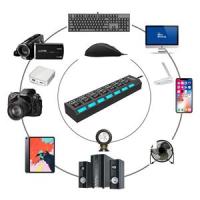 Adaptador de HUB USB 2.0 con 7 Puertos con Interruptor de Encendido LED Individuales, 480 Mbps Speed Data Hub, USB 7 en 1 Puerto Múltiple para PC, Ratón, Teclado, Disco Duro, Impresora - details 1