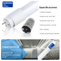 TUBO LED 60CM 9W SAMSUNG CHIP, STANDARD T8 G13 , 300º, 1000 LÚMENES GRAN LUMINOSIDAD, CEBADOR INCLUIDO, LUZ NATURAL 4000K, PACK 10 UNIDADES - details 1