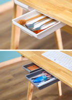 Organizador Creativo Con Cajón Oculto Para Escritorio Sin Agujeros Perforados Caja De Suministros Adhesiva Para Oficina Y Hogar - details 6
