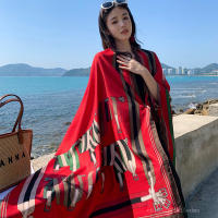 Bufanda De Playa Bohemia Para Mujer Pashmina Floral Estilo Fashion Verano Hijab Envoltura Echarpe Decorativa Polyester Sin Costuras - details 8