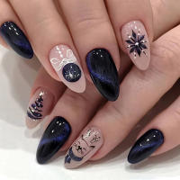 Juego De 24 Piezas De Uñas Postizas Ovaladas Con Dibujos Animados Adornos De Uñas Postizas Acrílicas Cubierta Total De Uñas Falsas Para Oficina Y Fiestas - details 37