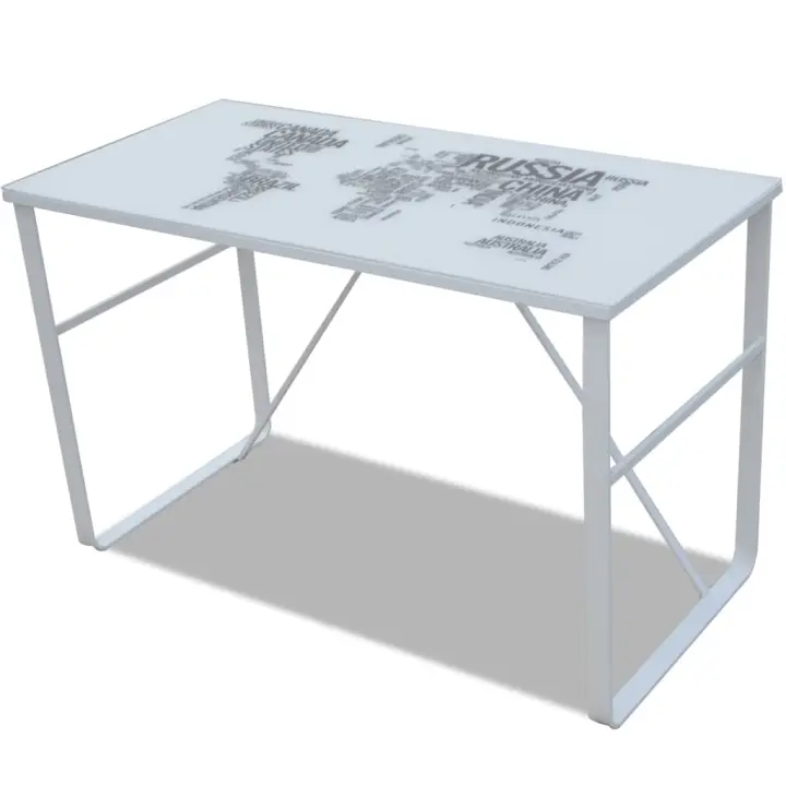 VidaXL Escritorio World diseño fijo blanco 75x120x60 cm - 1