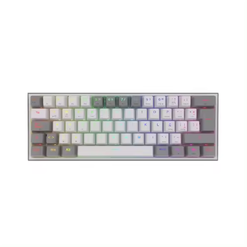 Redragon - FIZZ PRO Teclado Mecanico Gaming Inalámbrico RGB Español LA Blanco/Gris - 1