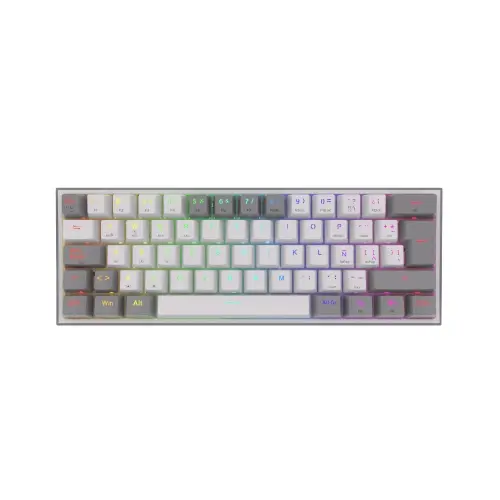 Redragon - FIZZ PRO Teclado Mecanico Gaming Inalámbrico RGB Español LA Blanco/Gris - 1