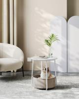 Mesa Auxiliar Redonda con Cesta de Tela - Espaciosa Mesa Lateral para Salón, Dormitorio o Mesita de Noche, Estilo Moderno, Disponible en Varios Colores - details 15