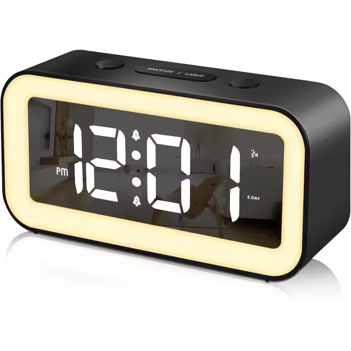 Reloj digital, Reloj digital LED with FUNCIÓN DE Repetición, Luz Nocturna ajustable, 12/24 horas, USB, Mesita de noche para dormitorio, Negro OFFICE - 1
