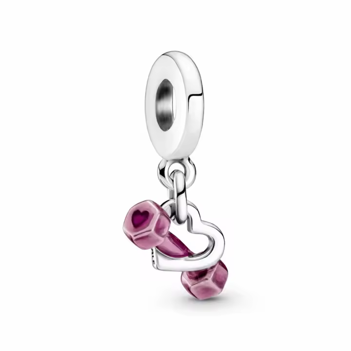 Charm Colgante Mancuerna y Corazón - Charm de Pandora especial Gimnasio - 1