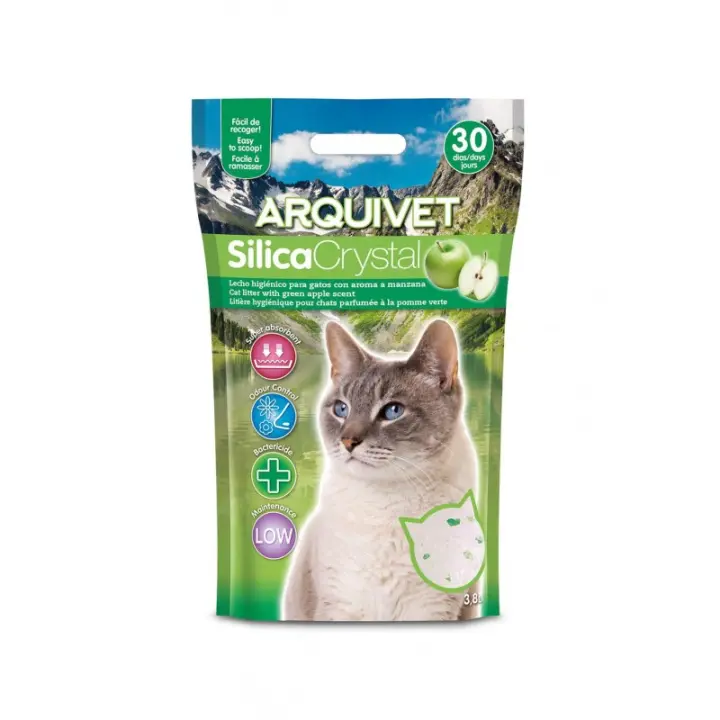Arena para Gato Silica Crystal 3,8L Aroma Manzana Verde Arquivet - 1