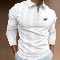 Camisa Polo Hombre Manga Larga Cierre De Cremallera Primavera Otoño Golf Moda Casual Tops Polyester Transpirable Estilo Contraste - details 2